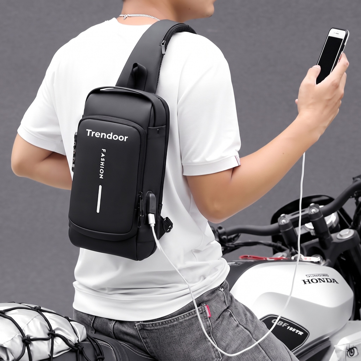 Anti-Theft Crossbody Sling Bag with Password Lock & USB Port