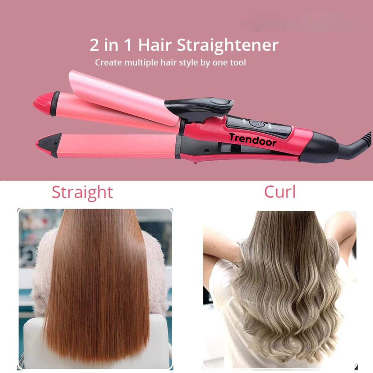 2-in-1 Hair Straightener and Curler for All Hair Types