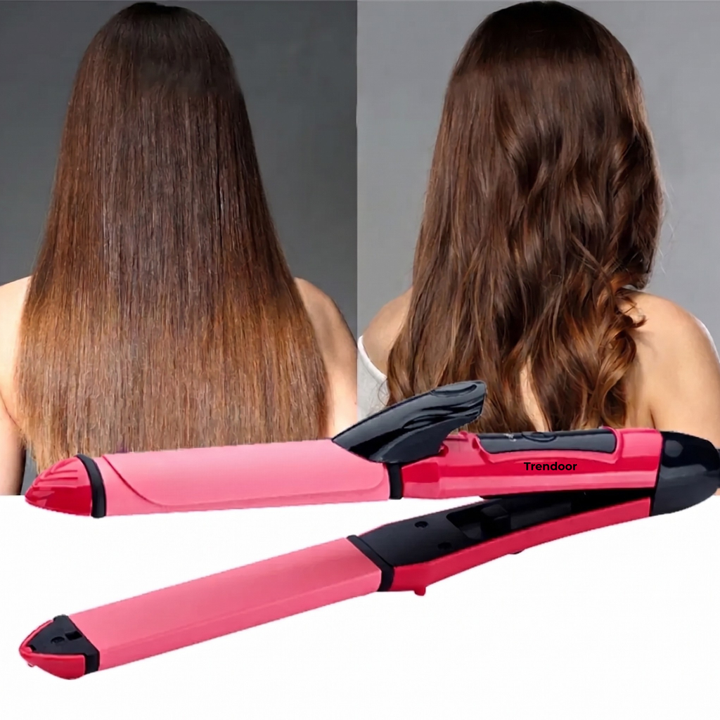 2-in-1 Hair Straightener and Curler for All Hair Types