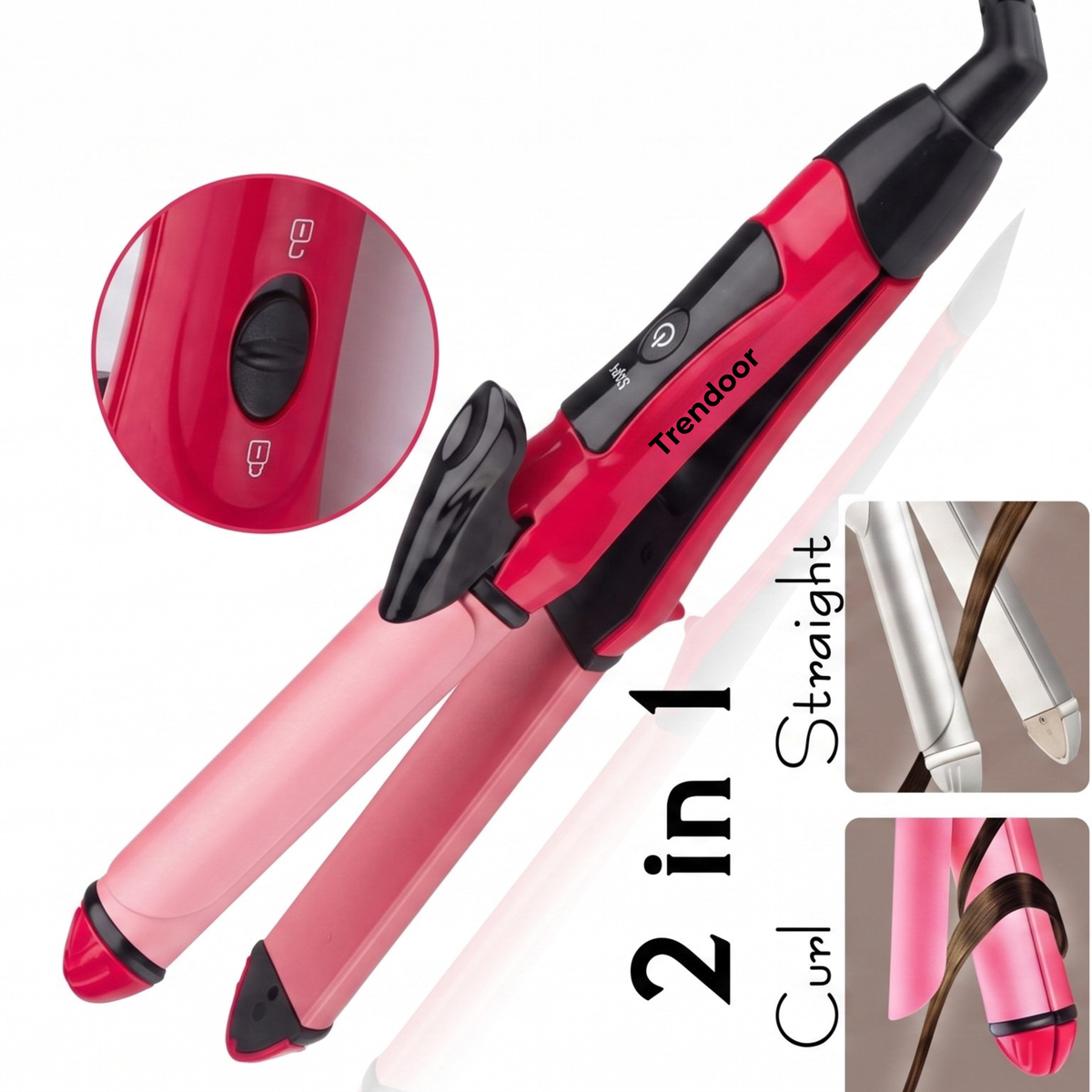 2-in-1 Hair Straightener and Curler for All Hair Types