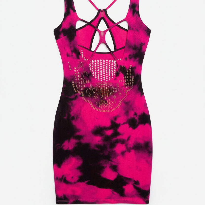 Tie-dye mesh nighty detail