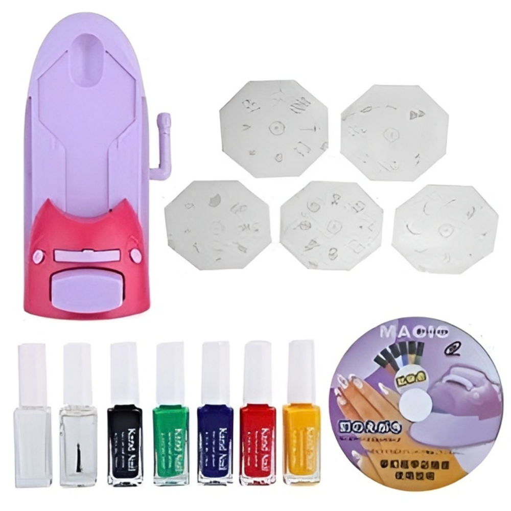 DIY Nail Art Stamping Machine with 6 Plates and Suction Base