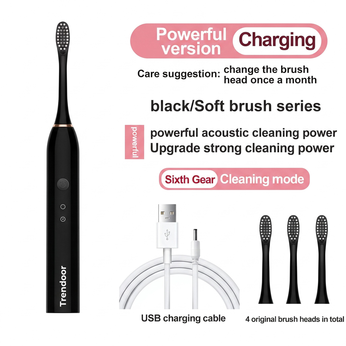 X-3 Sonic Electric Toothbrush with Extra Brush Heads