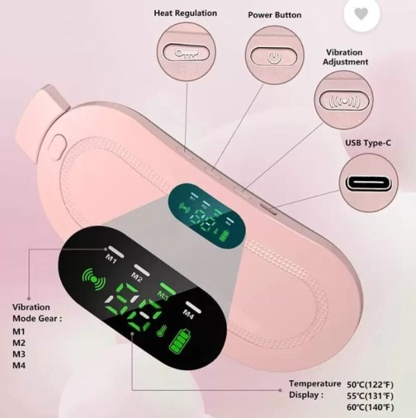 Heating belt control with heat and massage modes