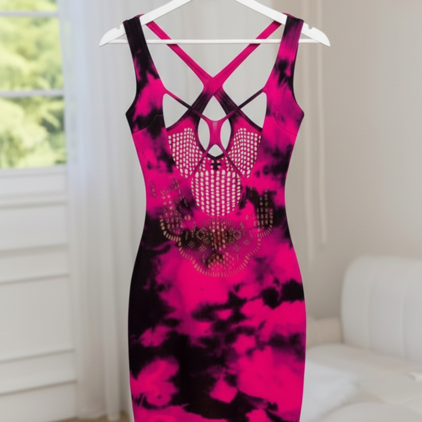 Tie-dye mesh nighty back view
