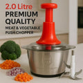 2 Litre Manual Push Food Chopper with Stainless Steel Bowl