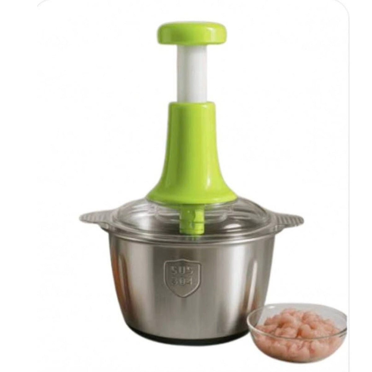 2 Litre Manual Push Food Chopper with Stainless Steel Bowl