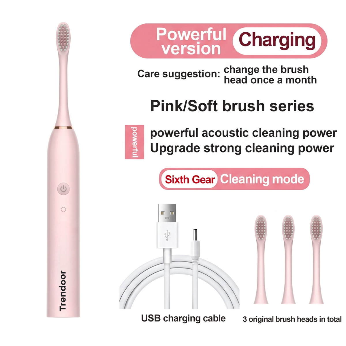 X-3 Sonic Electric Toothbrush with Extra Brush Heads