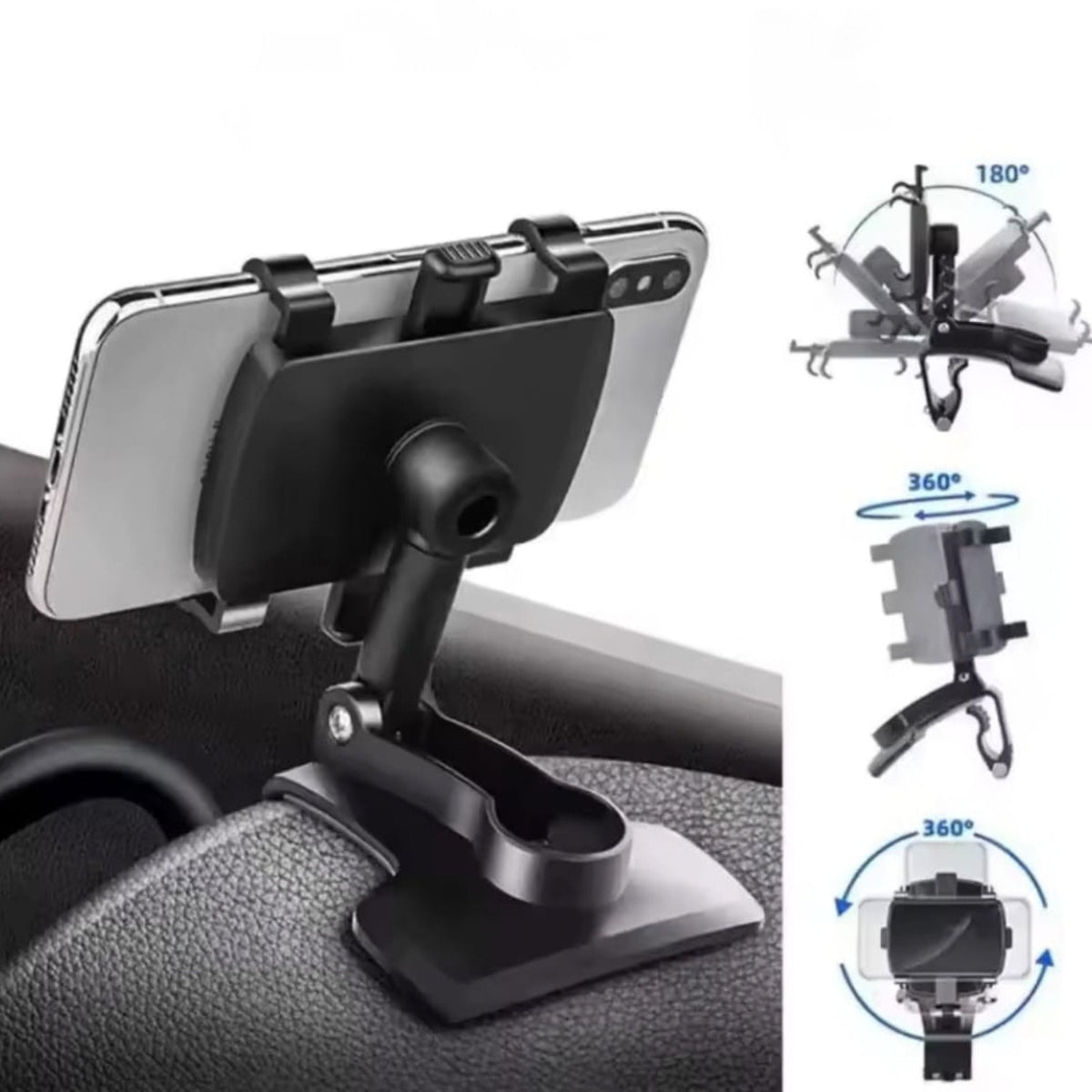 360° Rotating Car Phone Holder for Dashboard, Sun Visor and Mirror