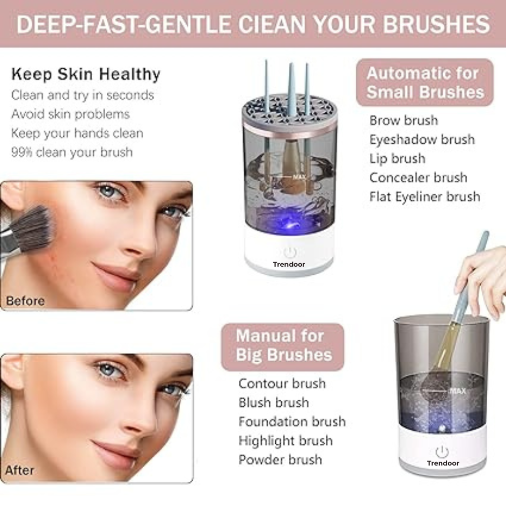Electric Makeup Brush Cleaner with Drying Rack and Stand