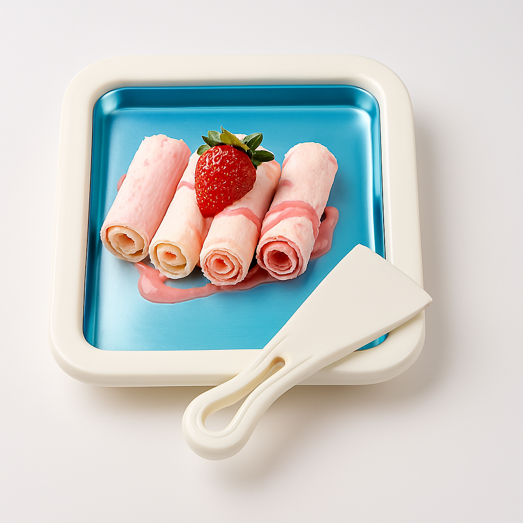 Homemade rolled ice cream and frozen yogurt