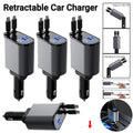 4 in 1 car charger 120W with retractable cables