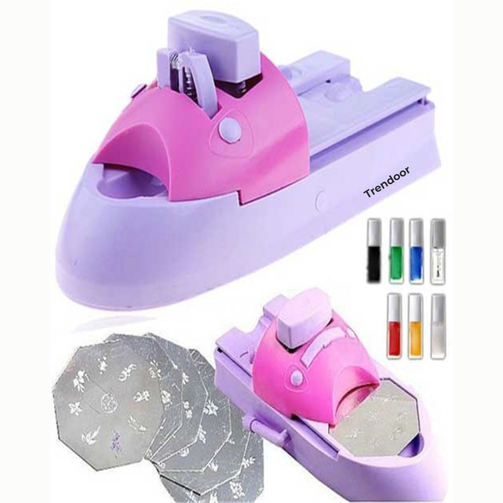 DIY Nail Art Stamping Machine with 6 Plates and Suction Base