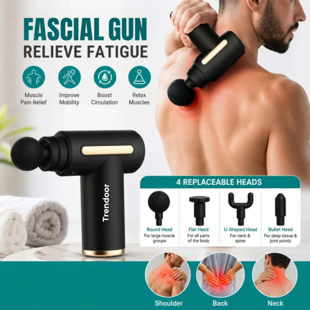 Handheld Deep Tissue Massage Gun with 4 Interchangeable Heads