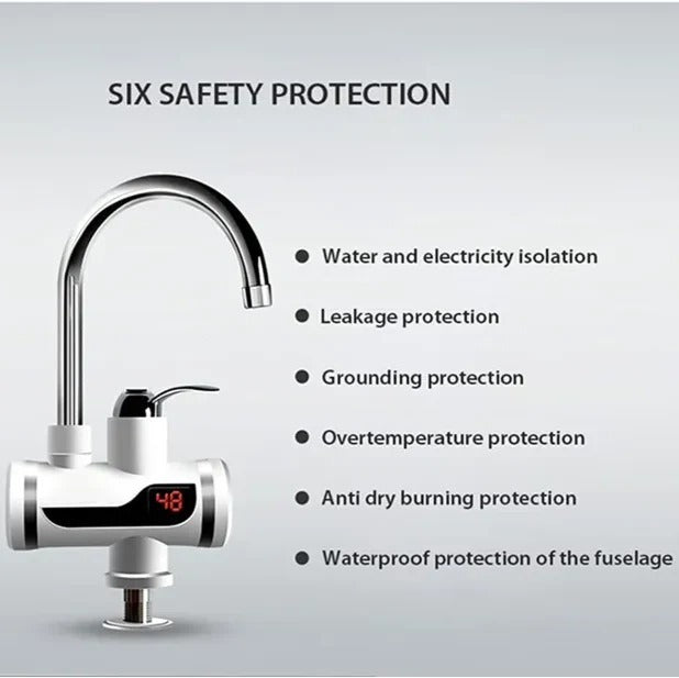 Instant water heater faucet in use