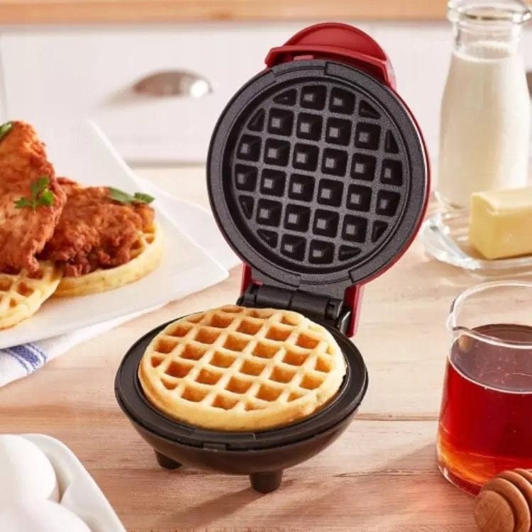 Compact waffle maker on a kitchen counter