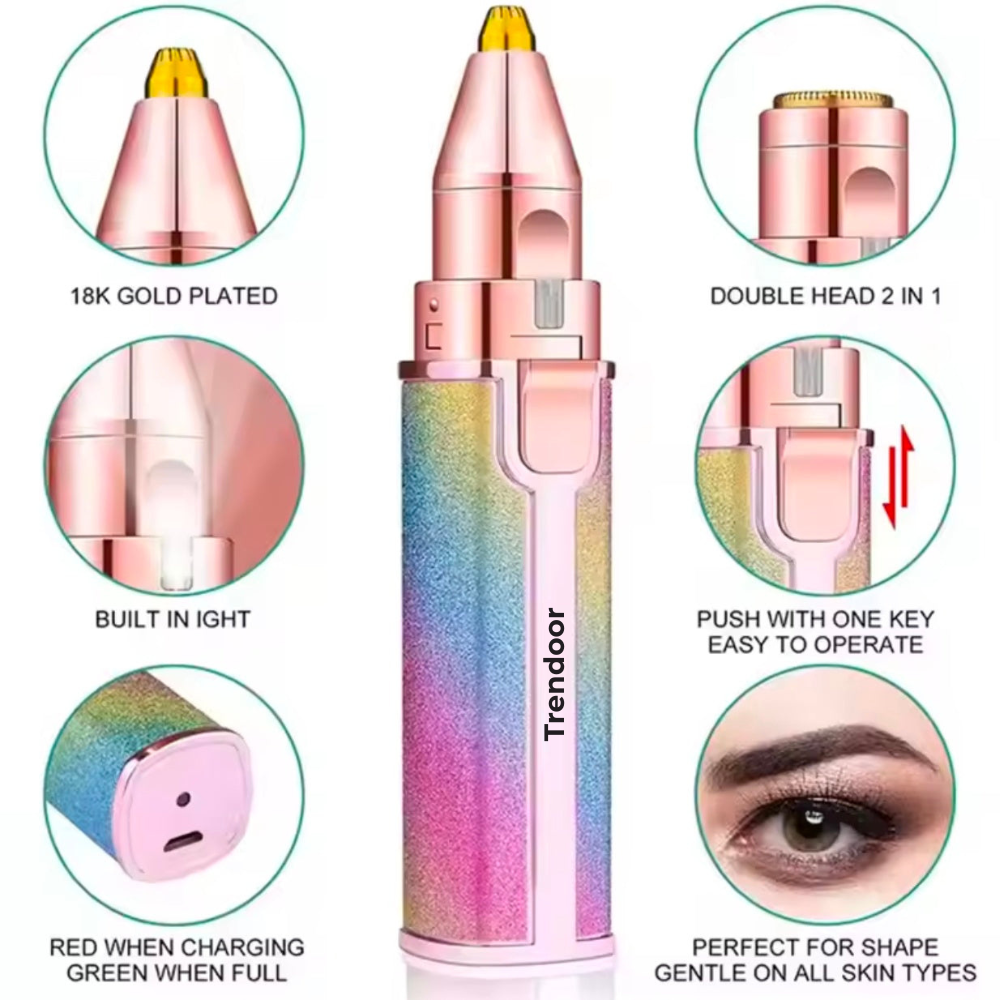 2-in-1 Rechargeable Eyebrow and Facial Hair Trimmer for Women