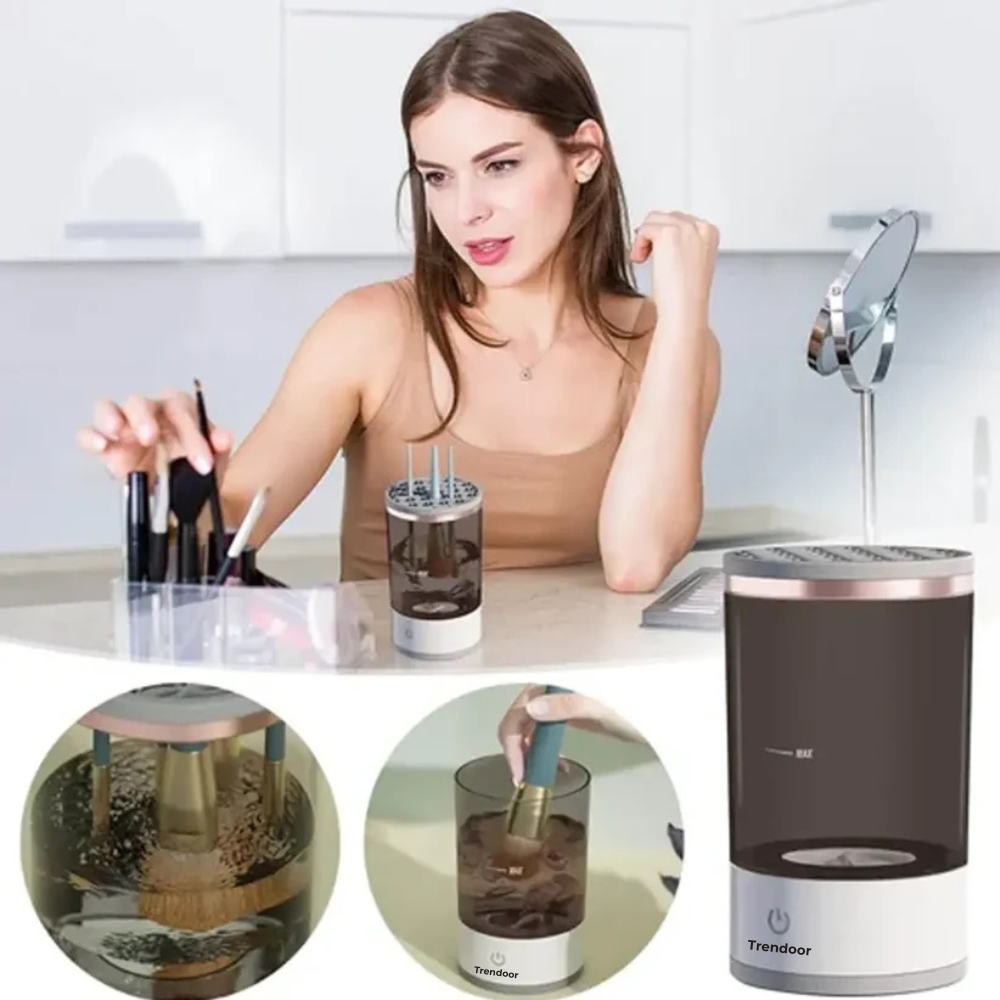 Electric Makeup Brush Cleaner with Drying Rack and Stand