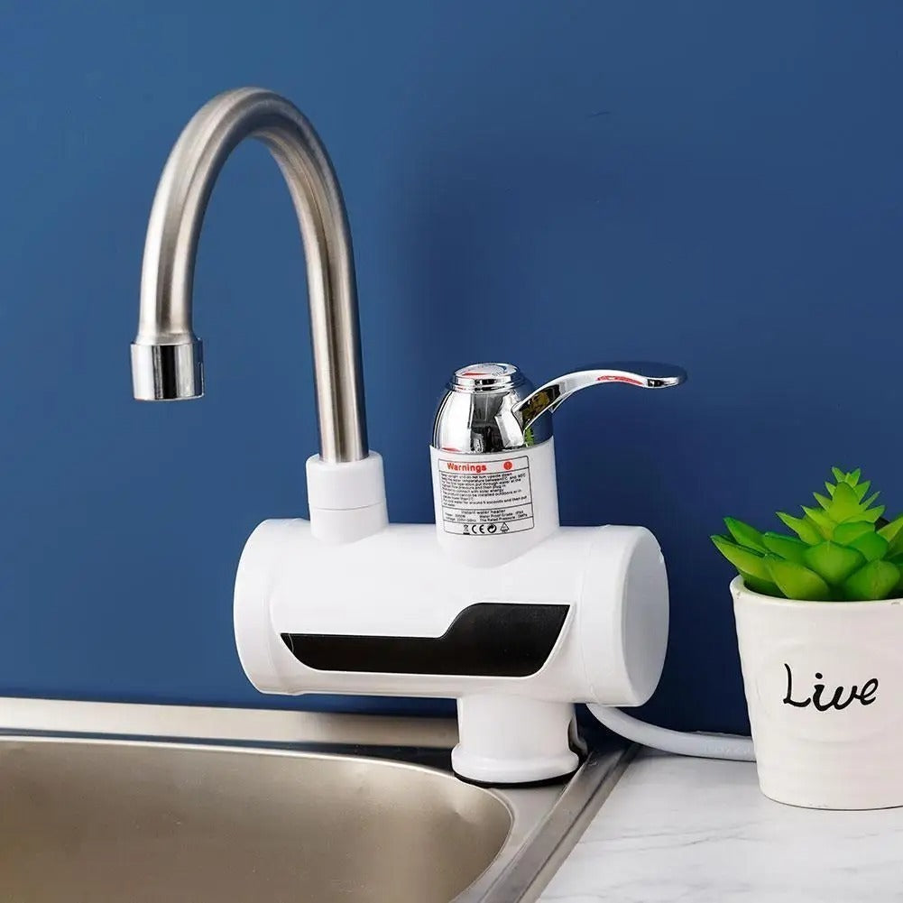 Instant hot water tap with digital temperature display