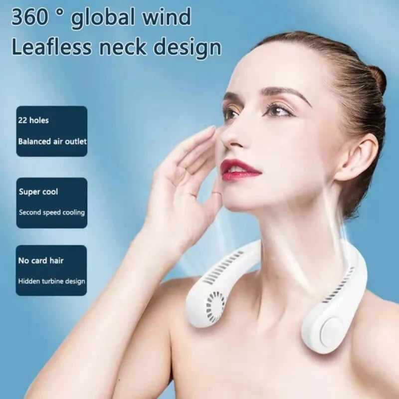 Neck fan worn hands-free on the shoulders