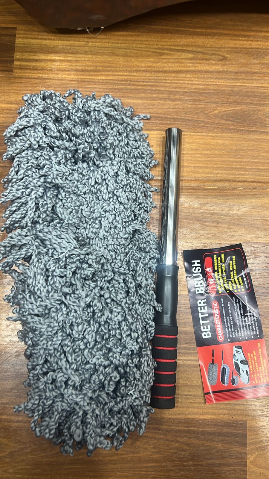 Car duster kit with microfiber brush for interior and exterior