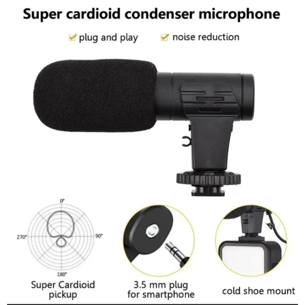 Vlogging Kit with Tripod, LED Light, Mic and Bluetooth Remote