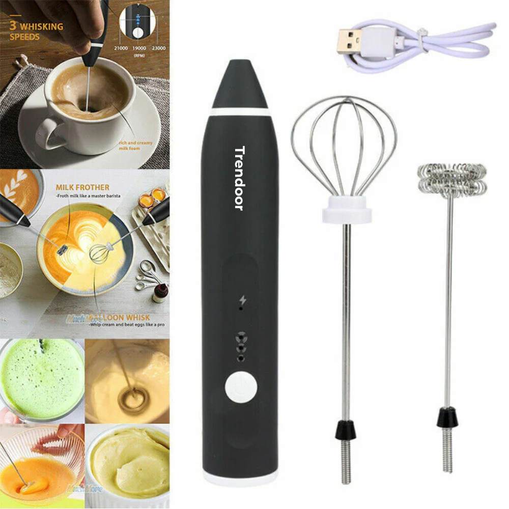 Rechargeable 3-Speed Coffee Frother and Egg Beater