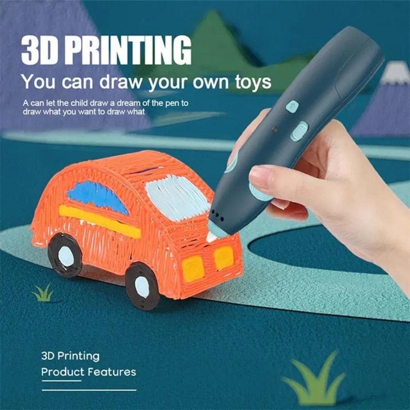 3D pen drawing a model in the air