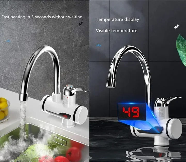 Electric water heater tap side view