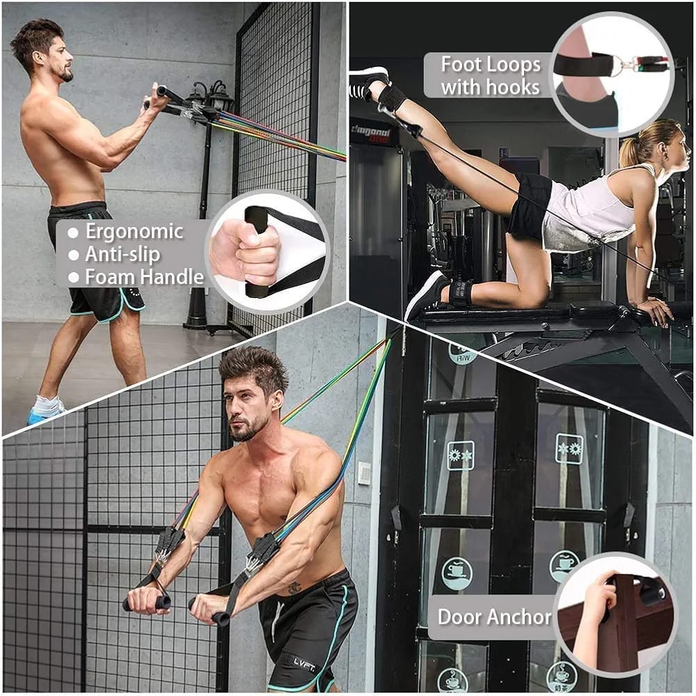 Full body workout with resistance bands