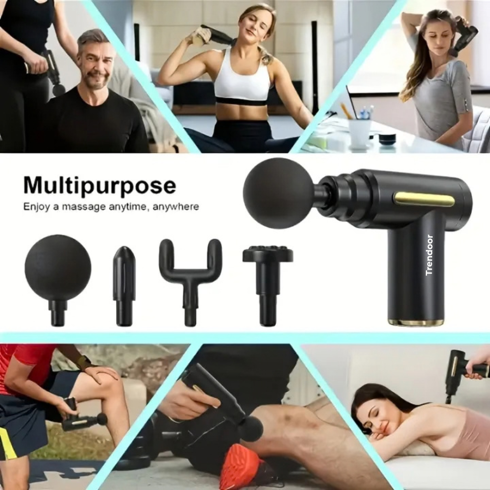 Handheld Deep Tissue Massage Gun with 4 Interchangeable Heads