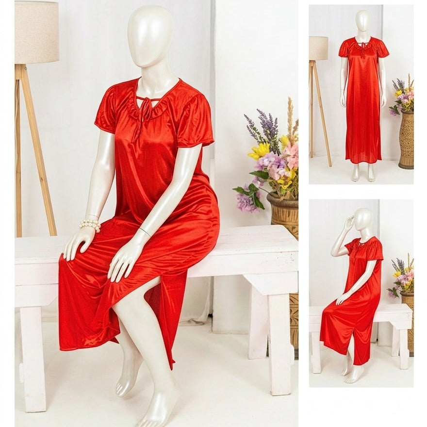 Satin maxi nighty front view