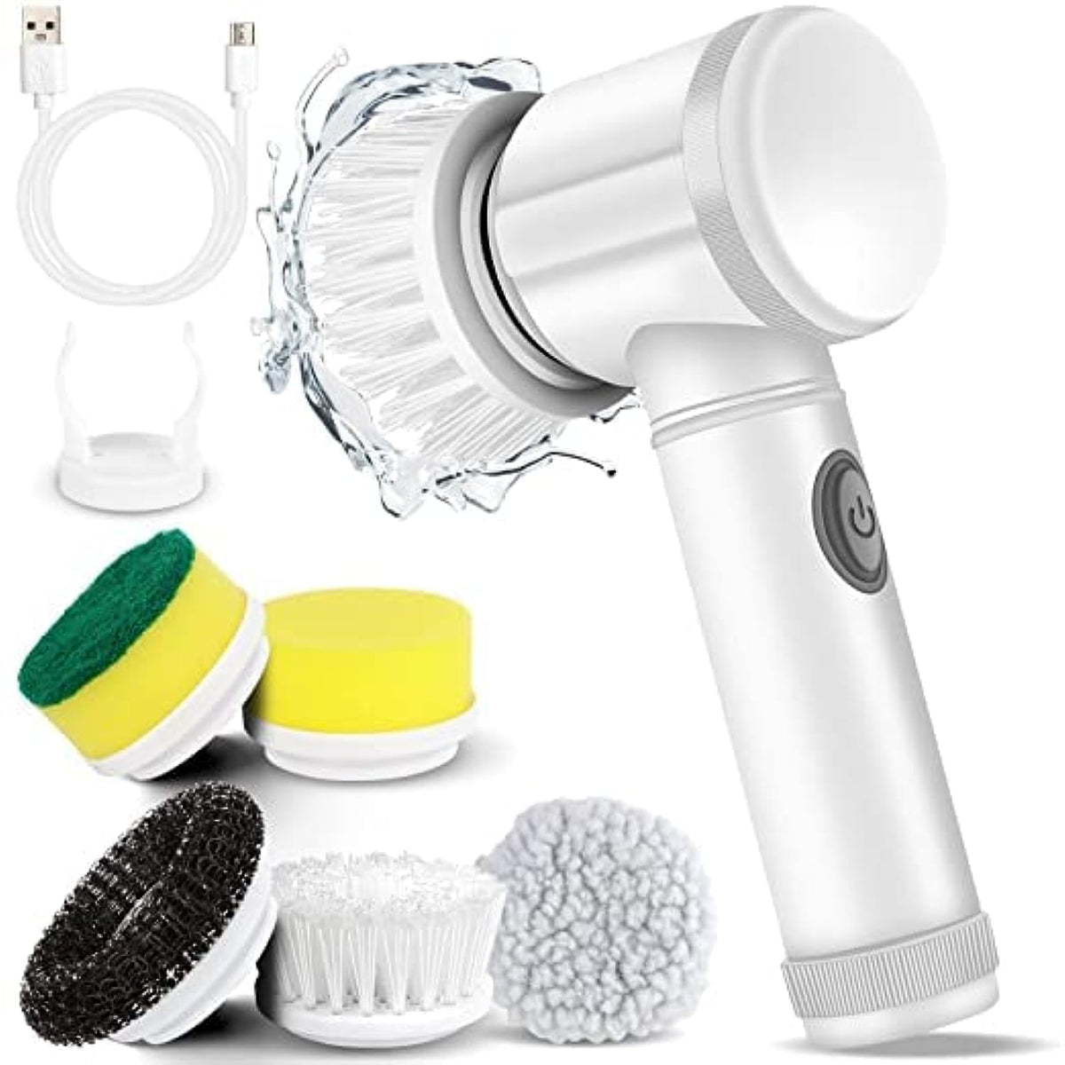 Electric scrubber cleaning bathroom tiles