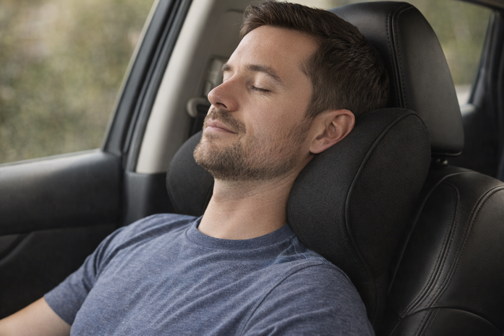Memory foam car neck pillow and lumbar support cushion