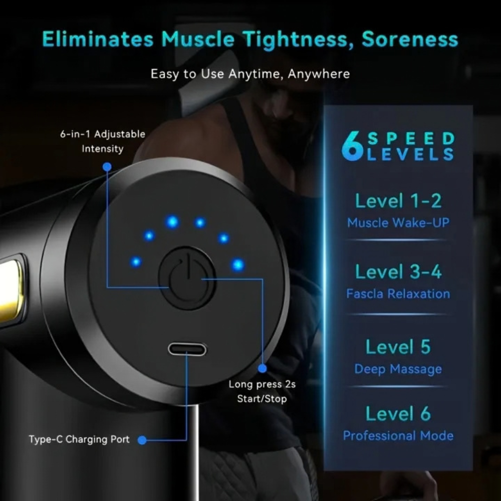 Handheld Deep Tissue Massage Gun with 4 Interchangeable Heads