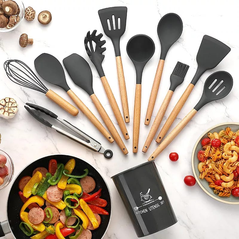 Silicone kitchen utensil set colour option