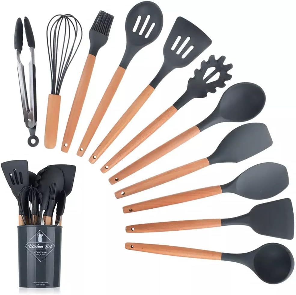 Silicone spatula and turner close up