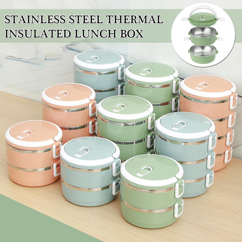 Insulated steel tiffin with carry handle