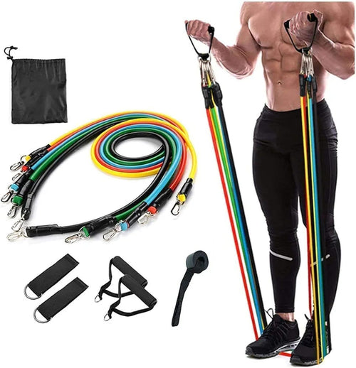 Resistance band set with ankle straps and door anchor
