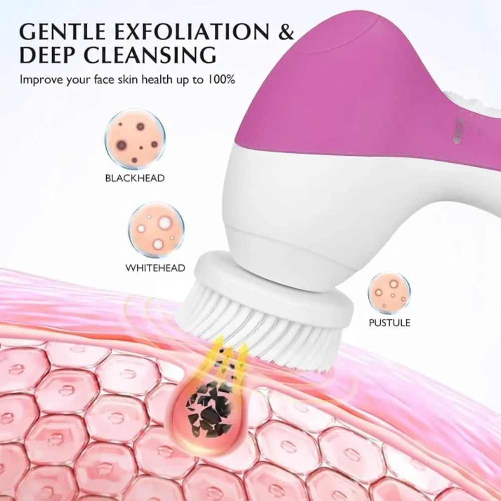 Electric Facial Cleansing Brush and Massager with 7 Heads