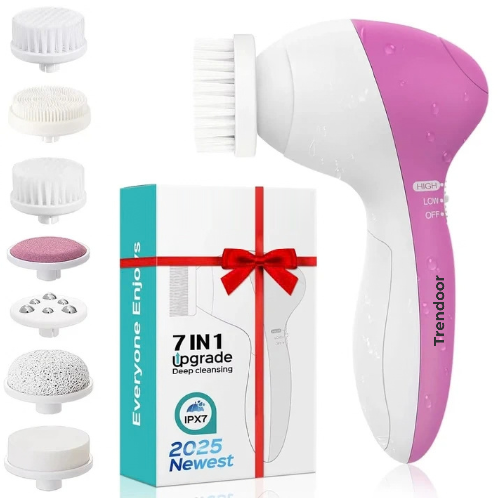 Electric Facial Cleansing Brush and Massager with 7 Heads