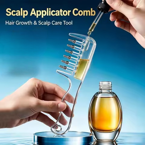 Applying oil with scalp applicator comb