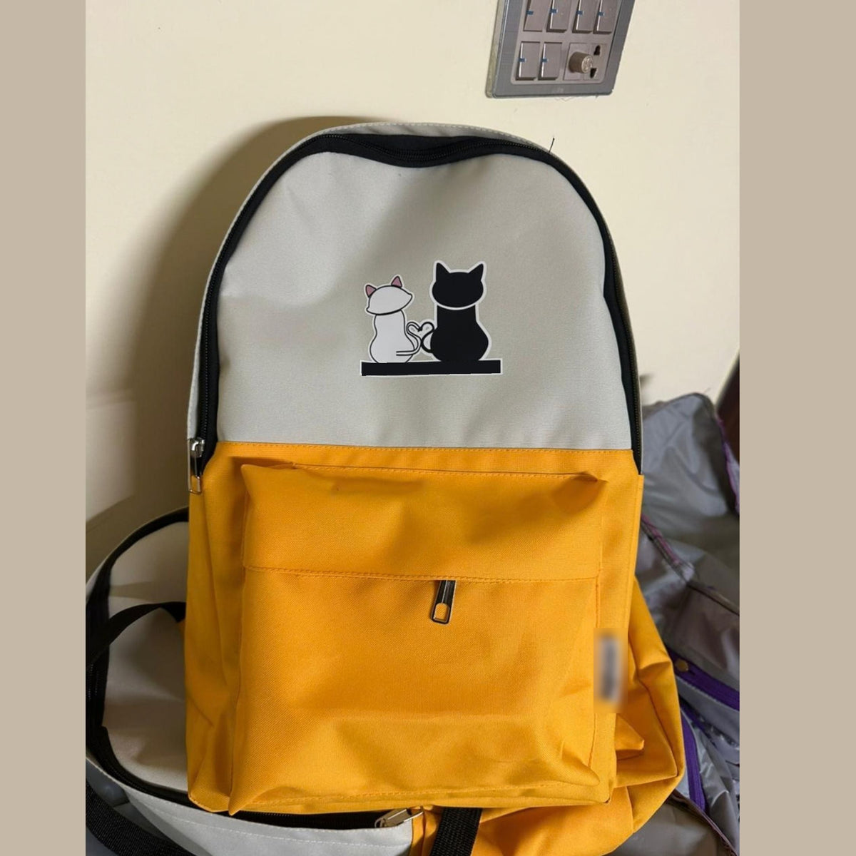 Cute Cat Print 4-in-1 School Bag Set for Girls