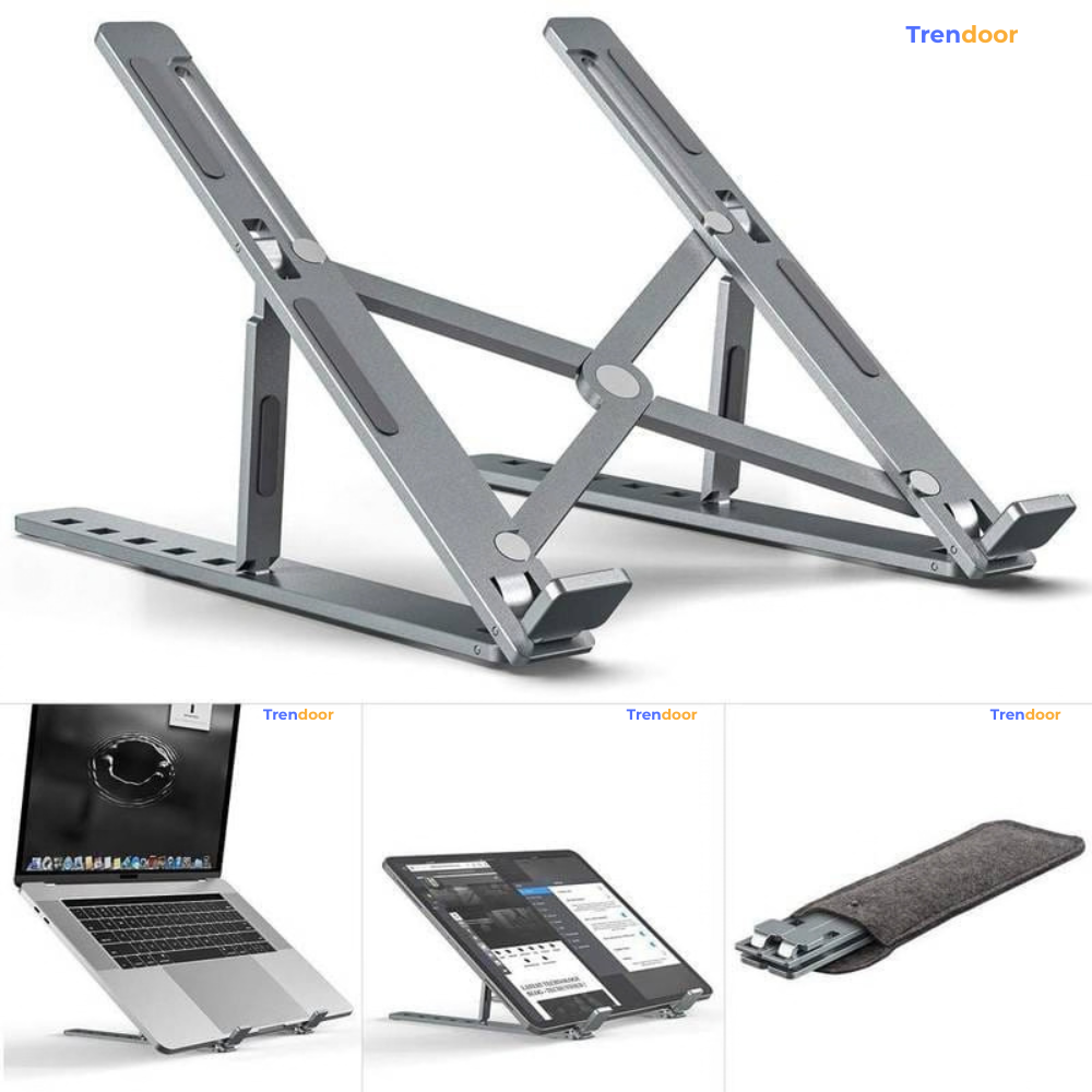 Adjustable Laptop Stand – Foldable Aluminium Stand with Carry Pouch