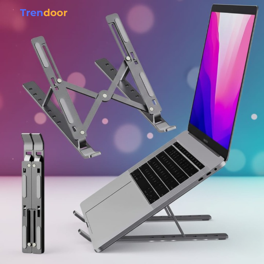 Adjustable Laptop Stand – Foldable Aluminium Stand with Carry Pouch