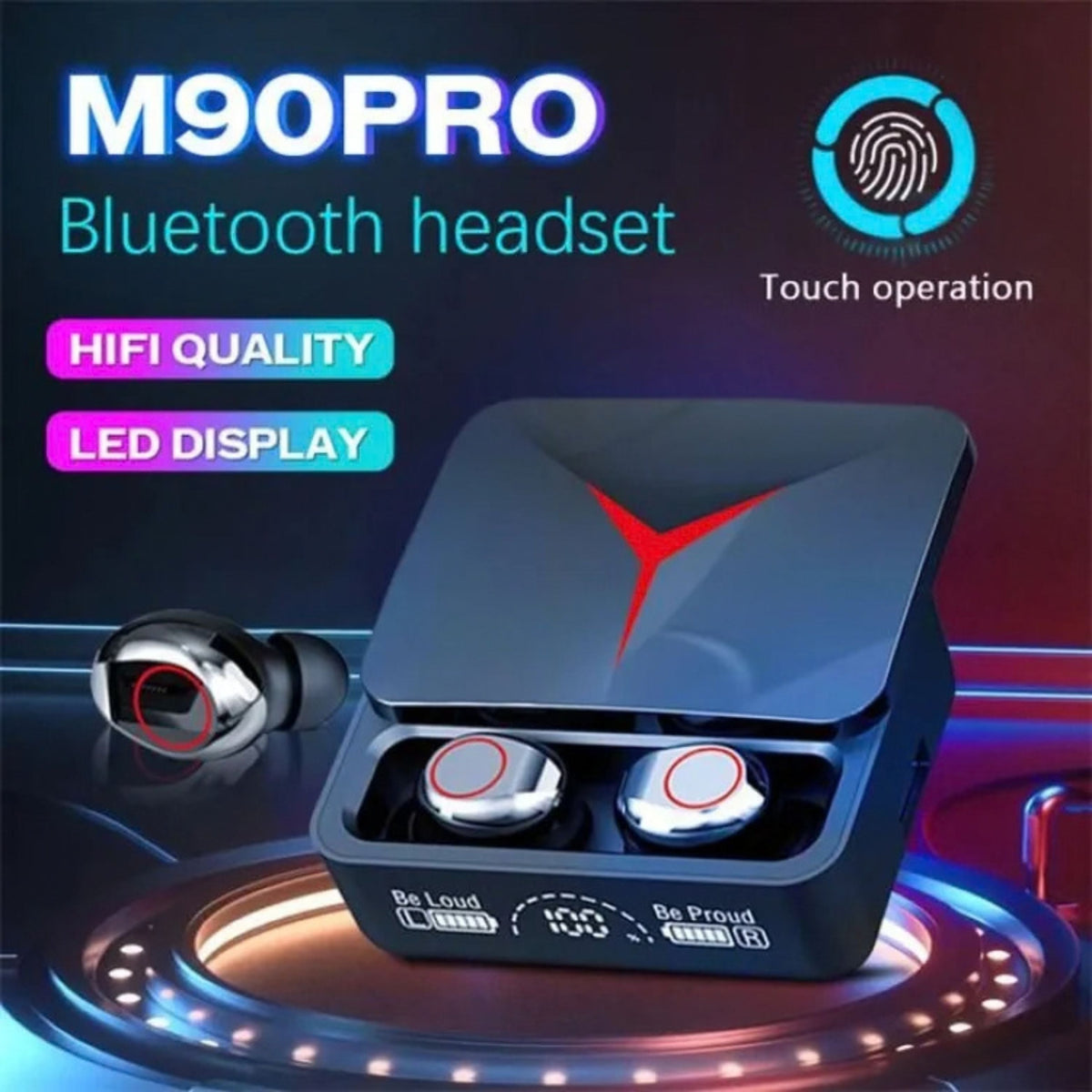 M90 Pro Wireless Gaming Earbuds with ENC and LED Display Case