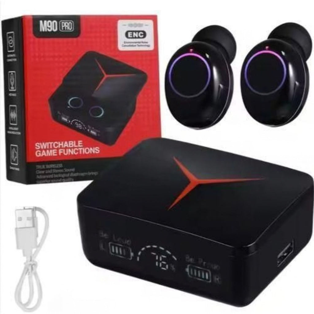 M90 Pro Wireless Gaming Earbuds with ENC and LED Display Case
