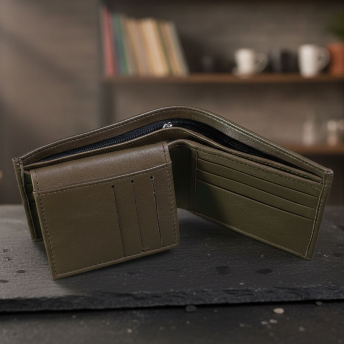 Men's Leather Bifold Wallet with Removable Card Holder Insert
