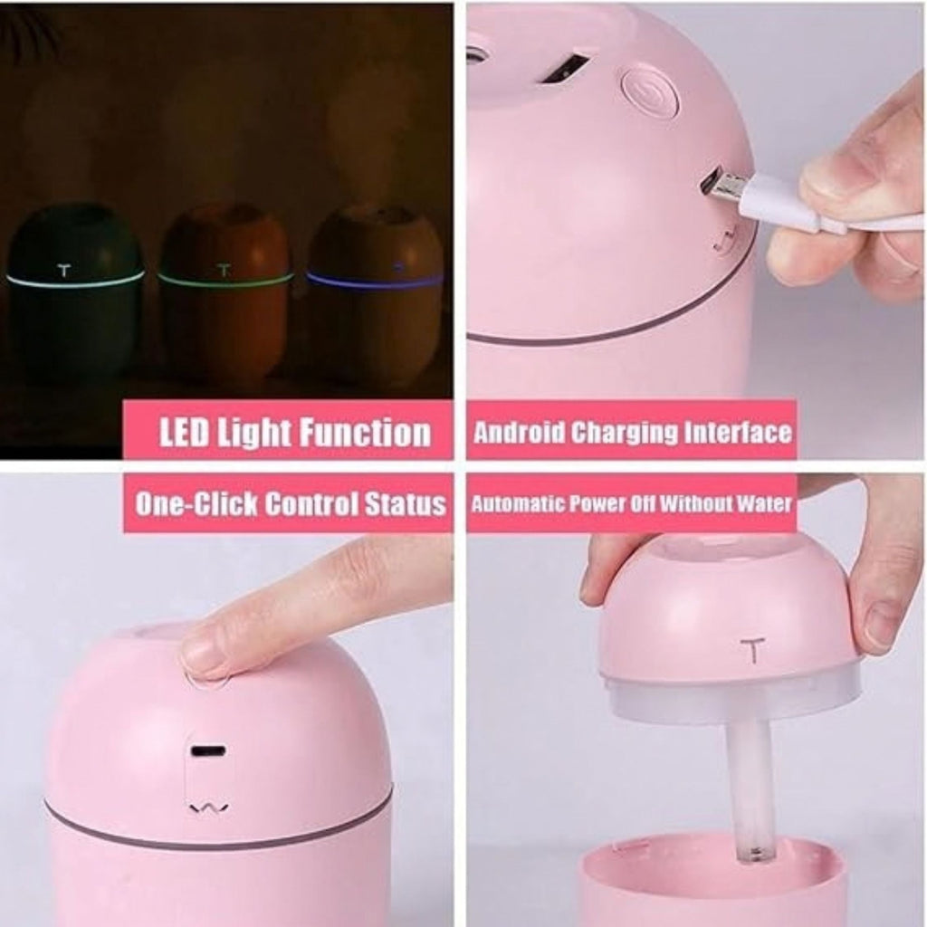 Mini Cute Air Humidifier with LED Light, 220ml, USB Powered