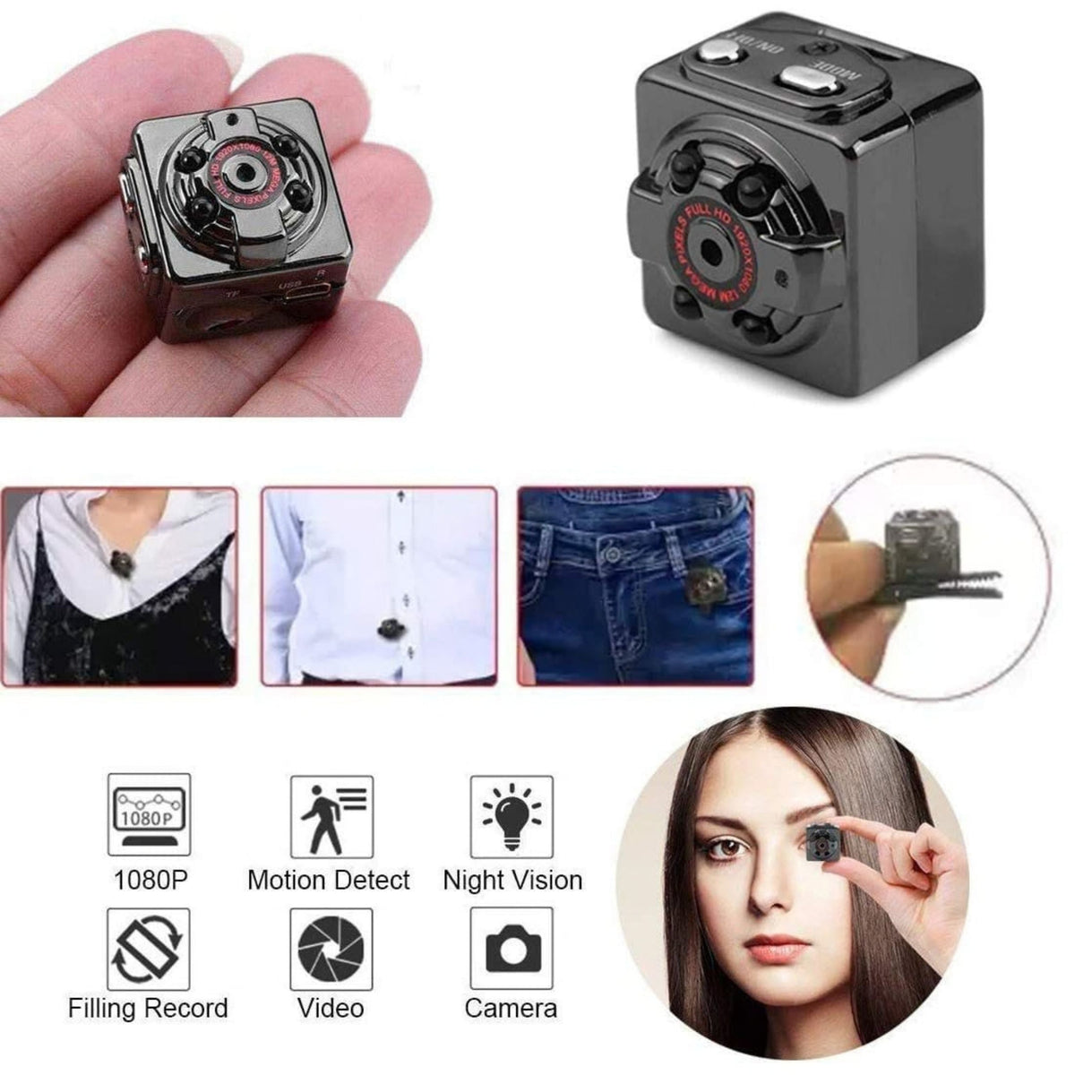 Mini 1080P HD Action Camera with Night Vision and Motion Detection